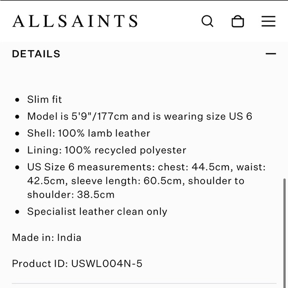 All Saints Dalby Leather Biker Jacket - Picture 9 of 13